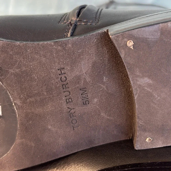 NWOT Tory Burch Double T Riding Black Leather Boots Women Sz 5 1/2M Knee Riding - Picture 6 of 8